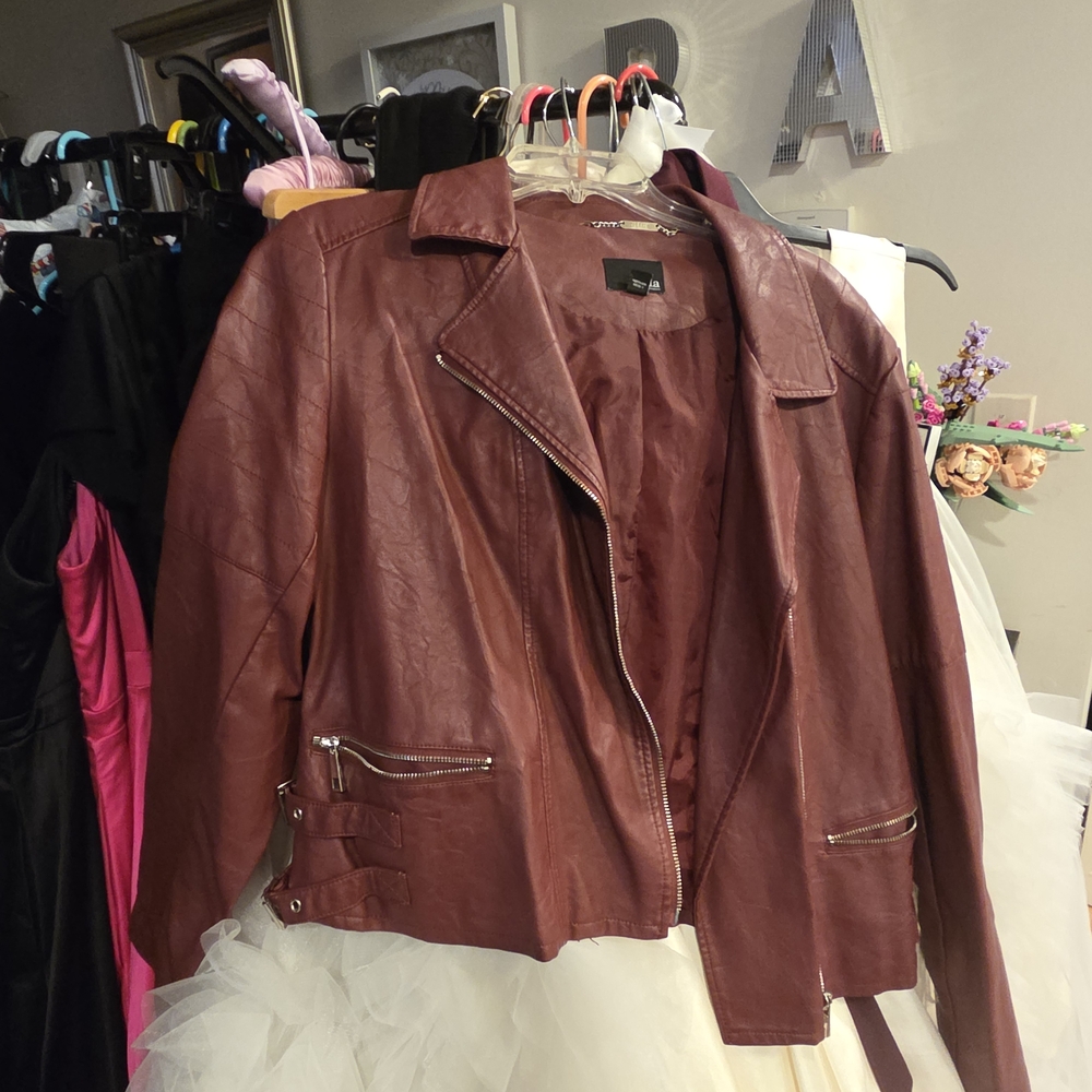 a.n.a Maroon/Burgundy Leather Jacket